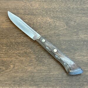 VTG EKCO ARROWHEAD FLINT SS VANADIUM 3" BLADE PARING KNIFE WOOD RIVETED HANDLE